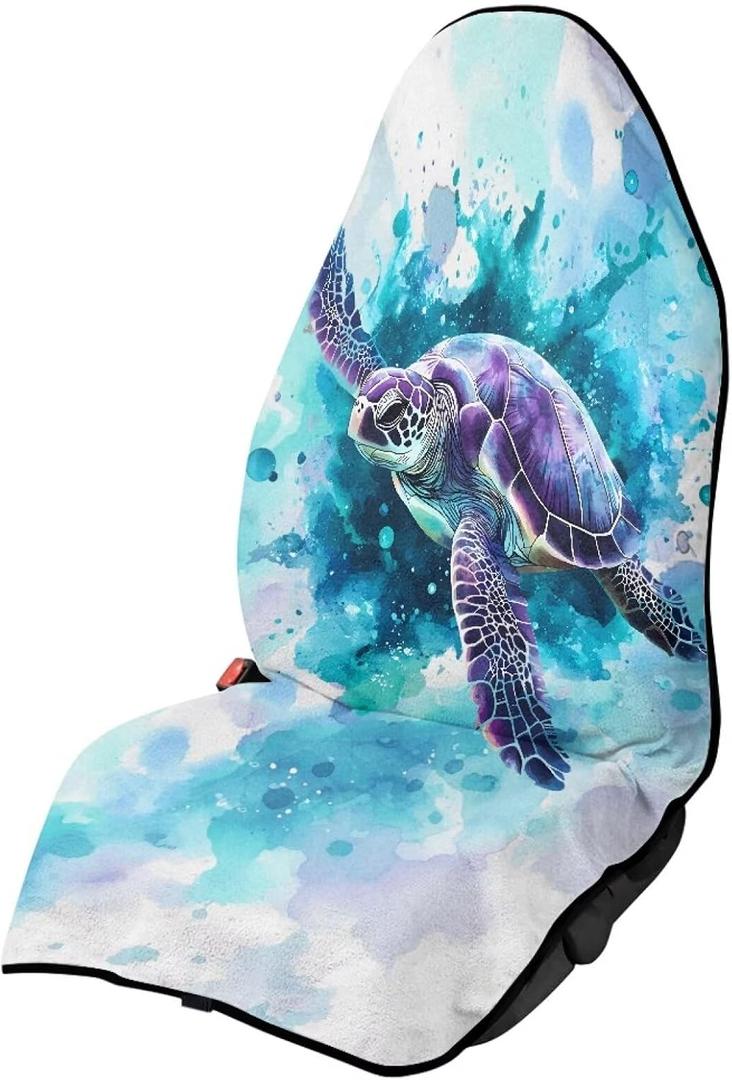 Blue Turtle Car Seat Cover Front Seats Only Universal Fit Most Cars Easy to Install Anti-Slip Back Fabric Waterproof Bucket Towel Seat Covers for Trucks SUV Jeep
