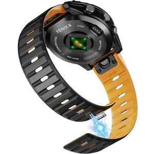 Strong Magnetic Silicone Watch Bands for Garmin Fenix 9/9 Pro/8/8 Pro 51mm/7X/6X/5X, 26mm Quickfit Bands Strap Compatible with Garmin Fenix 7X Pro/6X Pro/5X Plus/3/3HR Smartwatches