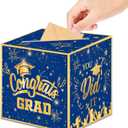 3 x Graduation Decorations 2026 Graduation Card Box Blue Gold Congrats Grad Gifts Cardboard for Class of 2026 High School College Grad Party Decor 8.7 Inch