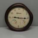 Geevon 14 Inch Retro Wall Clocks Battery Operated with Hygrometer and Thermometer Combo, Silent Wall Clock Non-Ticking Quartz Decorative for Kitchen Living Room School Bedroom