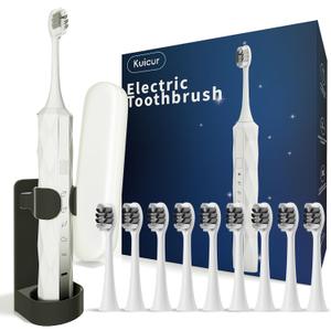 Diamond Style - Electric Toothbrush, 10 Brush Heads & Travel Case, 42,000 VPM Electric Motor & Wireless Charging, 15 Modes with Smart Timer, Ultra Whitening Toothbrush for Adults and Kids