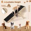 Dog Ramp for Bed - Foldable Small Medium Dog Ramp for Couch - 6 Adjustable Height from 13" to 22" - Stairs with High Traction Mat& Platform - Wooden Ramp for Dogs to Get on Bed Couch Car Up to 110LB