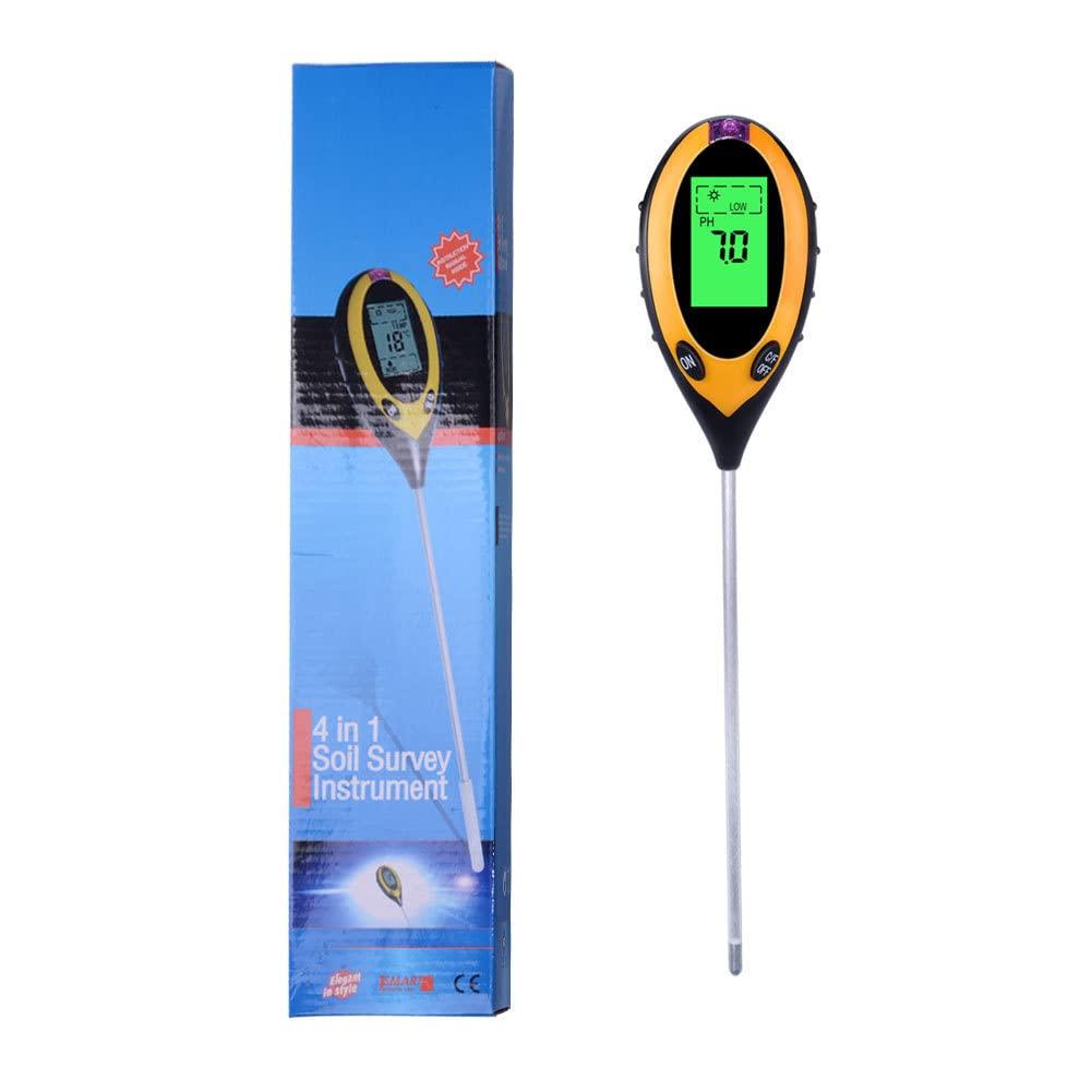 Generic Quadruple-in-One Soil Tester: Soil PH Meter, Soil Acidity & Alkalinity PH Value Analyzer, Temperature & Humidity Gauge, and Moisture Meter