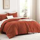 Andency Burnt Orange Oversized Super King Comforter Set 120x120, Extra Large King Size Comforter Oversize Boho Soft Warm Bedding Comforter Sets, 3 Pieces Aesthetic Chevron Textured Bedding Set