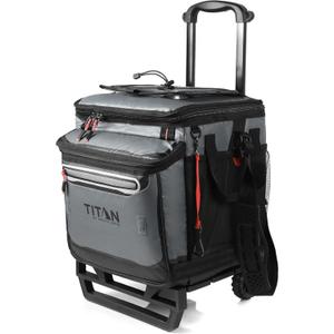 Titan by Arctic Zone Collapsible Wheeled Soft Sided Cooler with Detachable Rolling AT Cart, Insulated Bag with Leak Proof Lining, for Travel, Beach, Picnic, 60 Can Capacity