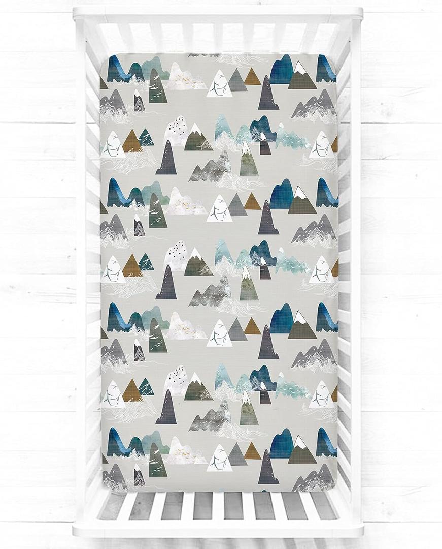 TANOFAR Mountains Baby Boy Crib Sheet Toddler Bed Sheets Soft Breathable Nursery Bedding, 52 x 28 inches