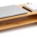 Bamboo 2-Tier Monitor Stand Riser with Drawers, Desktop Organizer for Laptop, Computer, Printer, Cellphone - Reduce Neck & Eye Strain, Office & Home Use