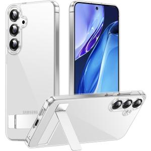 Temdan Designed for Samsung Galaxy S25 Plus Case, Built in Hidden Kickstand Military Grade Drop Protection Never Yellowing Slim Thin Phone Case for Galaxy S25 Plus Case 6.7"- Crystal Clear (Galaxy S25 Plus 6.7", Clear)