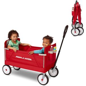 Radio Flyer 3-in-1 EZ Folding Wagon Ride On for Kids, Garden, & Cargo, Red Collapsible Wagon