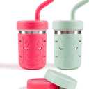 Pandaloo Smoothie Cups for Kids - Stainless Steel Toddler Tumbler with Straw, Sippy Cup for Smoothies - BPA-Free, Toddler Snack Cups, 10 oz