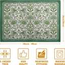 Green Floral Boho Placemats Set of 4, 12x18 Inch Vintage Chinoiserie Block Print Place Mats Seasonal Spring Summer Rustic Farmhouse Table Mats for Party Kitchen Dining Outdoor Indoor Decor