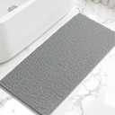 SUBRTEX Bathroom Rugs, 24" x 55" Chenille Bath Rug Soft Short Plush Bath Mat Soft Shower Mat Water Absorbent Shower Mat Quick Dry Machine Washable, Light Gray