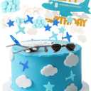 25 Pieces Airplane Cake Decorations Set with Airplane Figurine Aviator Sunglasses Cupcake Toppers for Aircraft Theme Birthday Party Decoration Supplies