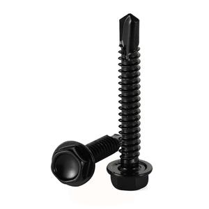 #10 x 2" Hex Washer Head Self Drilling Sheet Metal Screws with Drill Point, Stainless Steel 410, Black Oxide, 50 PCS