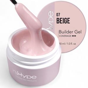 IN.HYPE UV/LED Hard Builder Gel for Nail Extension/Strengthening Beige #7. Sculpting color uv gel.