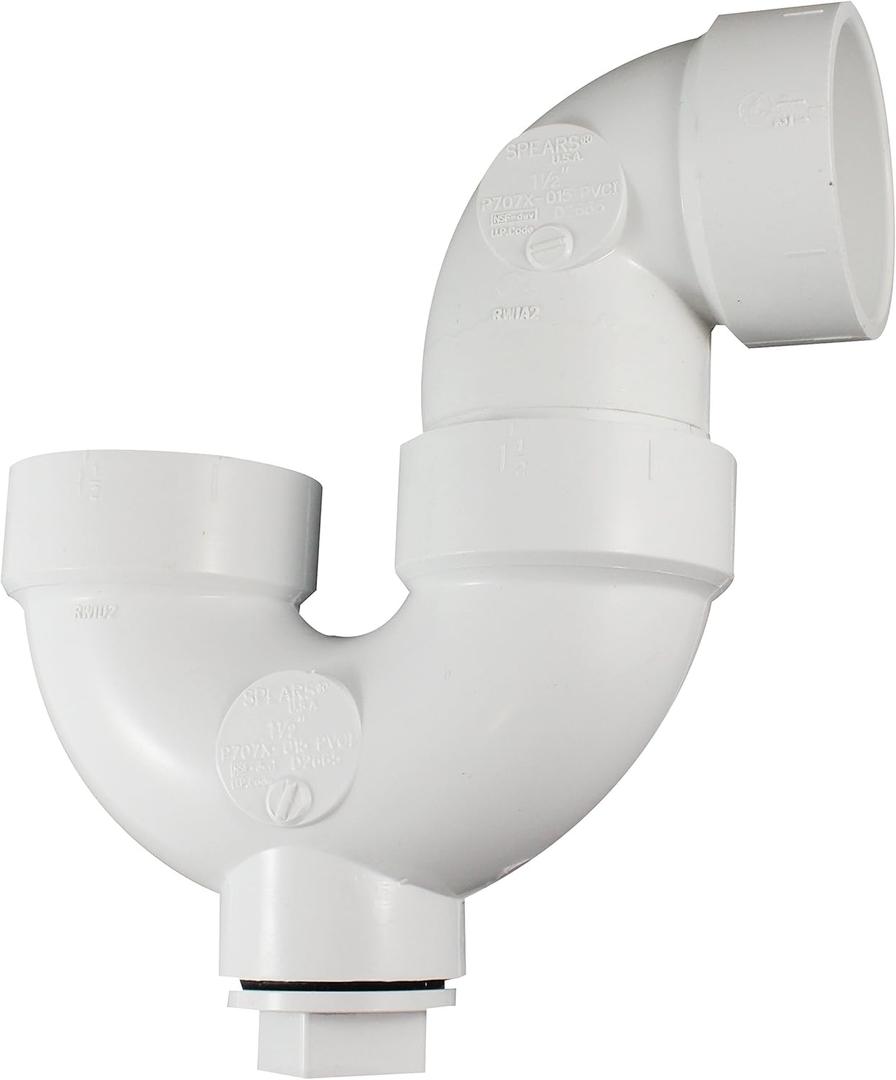 Canplas 193201AS PVC DWV P-Trap with Cleanout, 1 1/2-Inch, White
