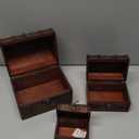 Juvale Antique Decor Wooden Storage Chest Set - 3 Nesting Sizes Brown Floral - Hand-Carved Flower Motifs & Hinged Lid - Decorative Storage Boxes & Jewelry Organizer - Home Decor