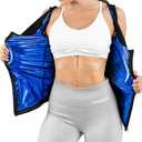 Kewlioo Women's Heat Trapping Zipper Sweat Enhancing Vest - Comfortable Sauna Suit Shirt Jacket Vest - Sweat Compression Top Shapewear Zipup Closure for Women Gym Workout Yoga (Black, S-M)