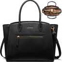 LOVEVOOK Laptop Tote Bag for Women, 17.3 Inch Large Capacity Work Bags Briefcase Purse with Multiple Pockets & Large Bottle Holder, Vegan Leather Business Office Computer Bag for Teacher, Black