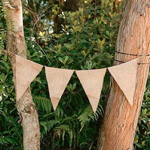 3 x Plain Burlap Flag Banner Natural with Rope (12-pack), (Natural, 8" x 10" Triangle)