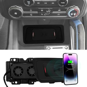 Mabett Console Wireless Charging Pad with Built-in Cooling Fan 15W for Ford Bronco Accessories, Console Wireless Charger Upgrade for Bronco 2021 2022 2023 2024 2/4-Door
