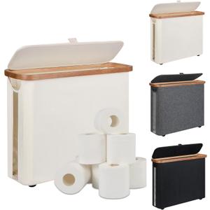 Toilet Paper Storage Basket with Lid - The Ultimate Bathroom Organizer, Free Standing Toilet Paper Holder for Up to 9 Mega Rolls, Toilet Tissue Storage Bin with Handle for RV Closet, Beige