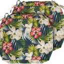 Magpie Fabrics Outdoor Cushion Cover Replacement 2 Pack, NO Insert! Water Repellent Slipcover with Ties Decor for Patio Garden Chair Sofa Bench Wicker(Midnight Floral, 22x20x4 Inch)
