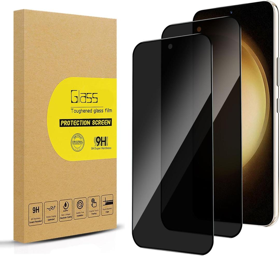 2 Pack Privacy Screen Protector for Samsung Galaxy S23 Plus/S23 + [Anti-Spy Tempered Glass][Fingerprint Unlock Support], Anti-Scratch, Bubble-Free, Easy Install 9H Protective Glass