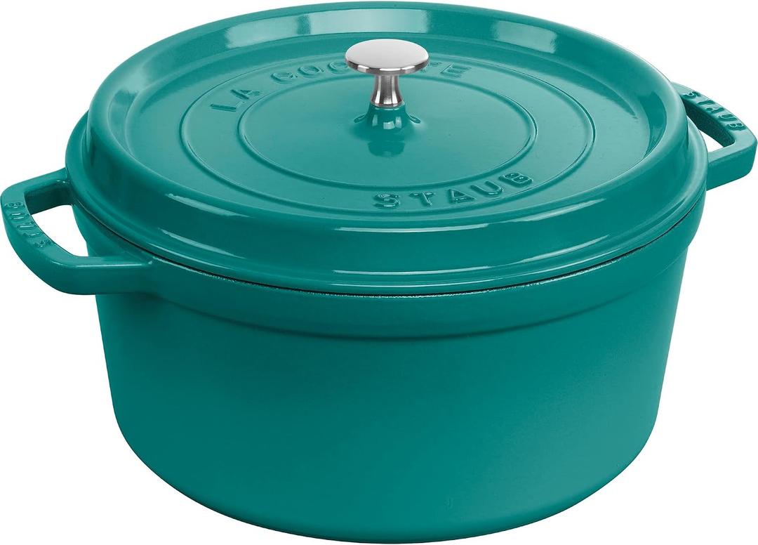 Staub 7-Qt Dutch Oven, Serves up to 8 People, Oven Safe to 500°F Turquoise
Perfect for Batch Cooking, Meal Prep & Large Meals. Braise, Roast & Bake in One Pot. Enameled Coated Cast Iron Dutch Oven