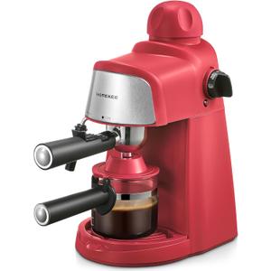 Espresso Machine, 3.5Bar Espresso and Cappuccino Machine with Preheating Function, 4 Cup Coffee Maker with Milk Frothing Function and Steam Wand (Red), CM6810