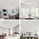 52" White Tropical Ceiling Fans, Flush Mount Palm Leaf Ceiling Fan no Light, Indoor Ceiling Fans Without Light for Living Room Bedroom Kitchen Covered Gazebo, APP and Remote Control