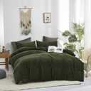 Luxlovery Army Green Velvet Comforter Set California King Dark Green Flannel Bedding Set Solid Bedding Set Thick Soft Breathable Blanket Quilts Winter Comforter Set