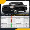 19-24 Left Driver Side Mirror Compatible with Ram 1500 2019 2020 2021 2022 2023 2024 2025, W/Heated/Power Folding/Power Glass/Puddle Light/Signal Light(14pins)