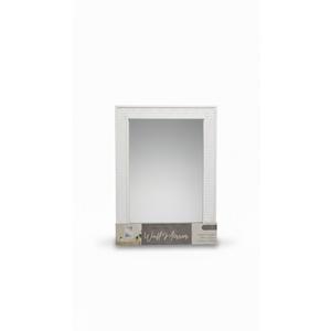 Rattan Trim Wall Mirror, 18' x1.25' x 23.75' , White