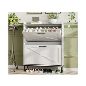 Maupvit Shoe Cabinet with 2 Flip Drawers, Freestanding Shoe Cabinet Organizer with Metal Legs, Shoes Storage Cabinet for Entryway, Narrow Shoe Rack Cabinet, White Maupvit Shoe Cabinet with 2 Flip Drawers, Freestanding Shoe Cabinet Organizer with Metal Legs, Shoes Storage Cabinet for Entryway, Narrow Shoe Rack Cabinet, White