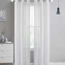 Dainty Home Megan Striped Sheer Fabric 76" x 96" Window Panel Pair in White, (96MEG76WH)