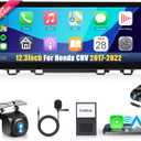 12.3" Car Stereo for Honda CRV 2017-20228Core 4+64G Wireless Carplay Android Auto,1920 * 720P IPS Touch Screen Radio,Android13/GPS/WiFi/32EQ DSP/59UI/Bluetooth5.0/DAB/FM/SWC/Backup Camera