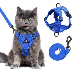 Large Cat Harness and Leash Set for Walking - Escape Proof Adjustable Vest, Reflective Breathable Mesh with 4 Buckles for Big Cats
