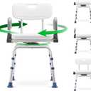 GreenChief Swivel Shower Chair for Inside Shower - Handicap Bath Chair with Drop Arms and Back, 360 Degree Rotating Shower Seat for for Elderly and Disabled (300 LB)