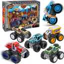Monster Trucks Toys for Boys and Girls, 4-Wheel Drive Friction Powered 6-Pack Push and Go Toy Cars with Giant Wheels, 360 Crazy Stunts, Age 3, 4-7 and Above (6 Pack)