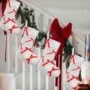 Floraltop 4 Pcs Red Bow Christmas Stockings 18 inch Velvet Xmas Stockings Decor Large Hanging Girls Socks for Pink Coquette Christmas Tree Bow Hanging Ornaments Fireplace Decorations