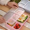 Bento Box Adult Lunch Box 4 Pack Lunch Containers 3-Compartment Reusable Food Storage Snack Containers Dishwasher Safe Stackable for Work & Travel