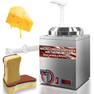 Hijolla Cheese Warmer Dispenser with Thermometer,Nacho Cheese Warmer with 2.8Qt Capacity with Temperature Indicator,Electric Hot Fudge Dispenser,86-194 F for Hot Fudge Cheese Caramel