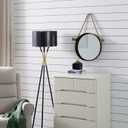 Danya B. SE2231 Rustic Wall Decor – Iron Framed Round Mirror with Hanging Rope - Metal 15-inch Accent Mirror – Dark Brown