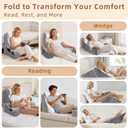 5PCS Reading Pillow for Sitting in Bed Adult, 2 in 1 Foldable Back Wedge Pillow for Sleep, Ergonomic Back Support Pillow with Arms for Watching TV, Gaming, Working, Recovery, 19 White/Grey