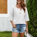 Summer Shirts for Women 2026 Short Sleeves Blouses Dressy Casual Tunic Tops (White, S)