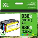 Compatible Ink Cartridges Replacement for HP 936XL 936e Ink Cartridges High Yield 4-Pack Black Cyan Magenta Yellow for HP OfficeJet Pro 9120e 9125e 9130e 9130b 9135e 9720e 9730e Printers