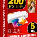 CAREGY 5 Mil Thermal Laminating Pouches (200 Pack) - 9x11.5 Inch Laminating Sheets for 8.5x11 Documents, Clear,Office & School Laminator Supplies