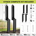 8 Pack Fence Post Repair Kit, Heavy Duty Steel Ground Spike Anchor for Fixing Leaning or Broken 4x4 & 6x6 Wood Posts, No Dig Drive-in Support for Yard, Garden & Fence