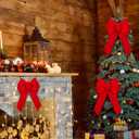 Geosar 4 Pcs Christmas Bows 12 x 18 Large Christmas Tree Topper Bow Satin Wreath Bows for Xmas Tree Crafts Front Door Fireplace Stairs Railing Home Indoor Outdoor Decoration(Red)